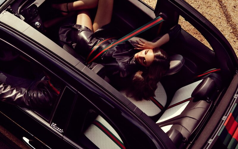 woman in luxury car interior