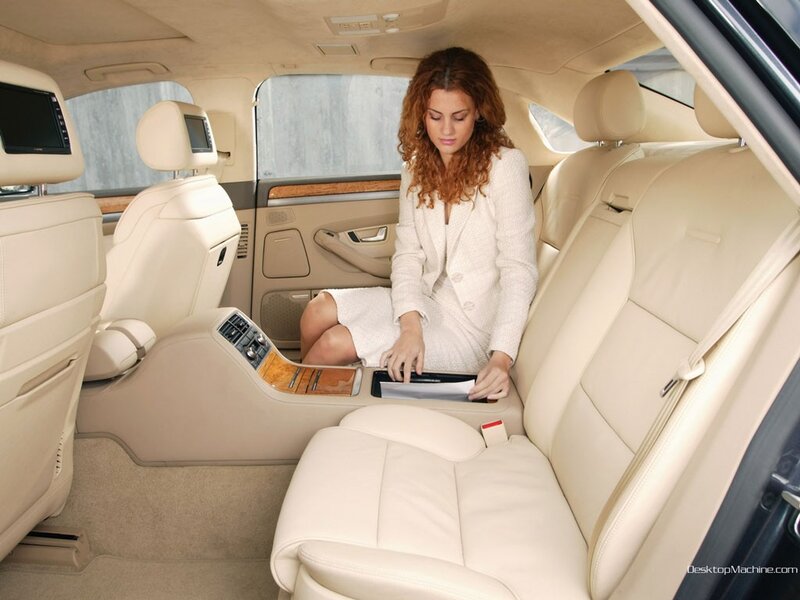 woman in luxury car interior