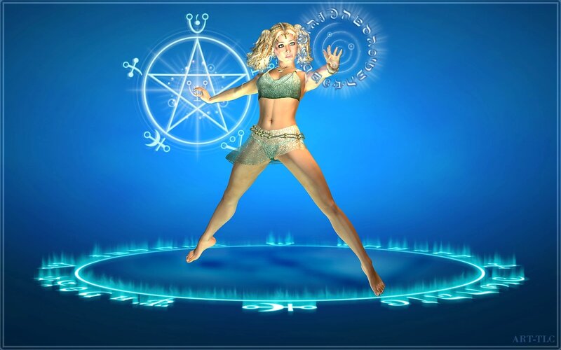 woman in magical circle