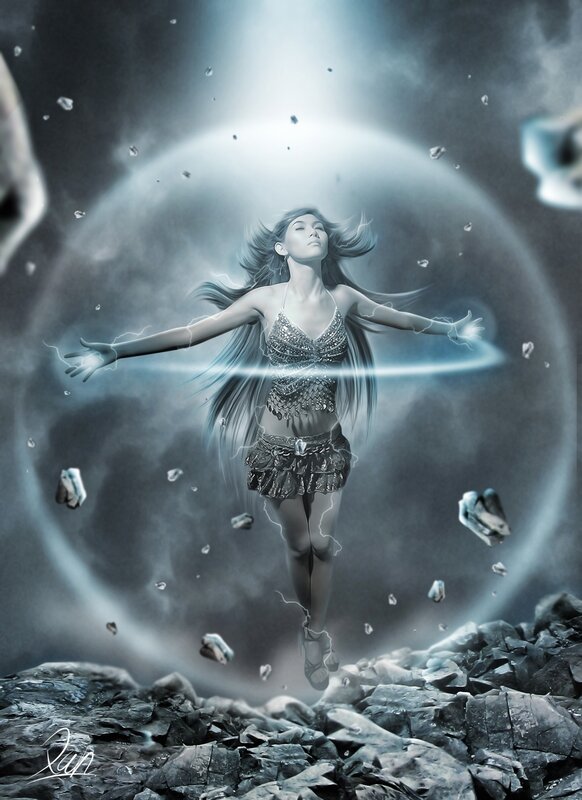 woman in magical energy field