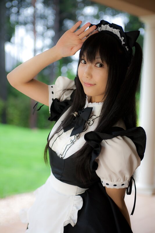 woman in maid costume