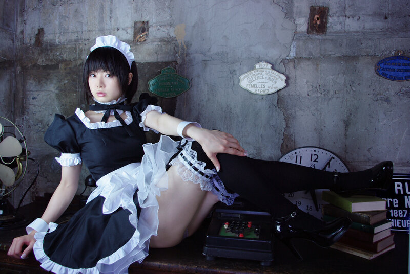 woman in maid costume