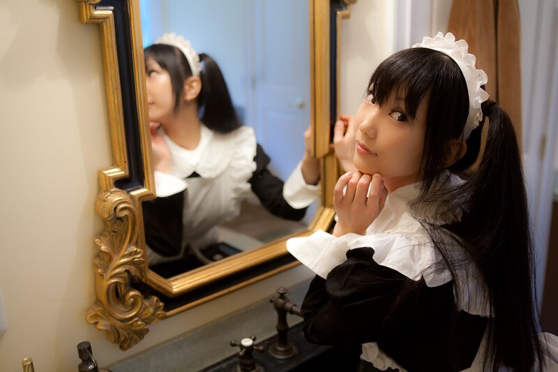 woman in maid costume