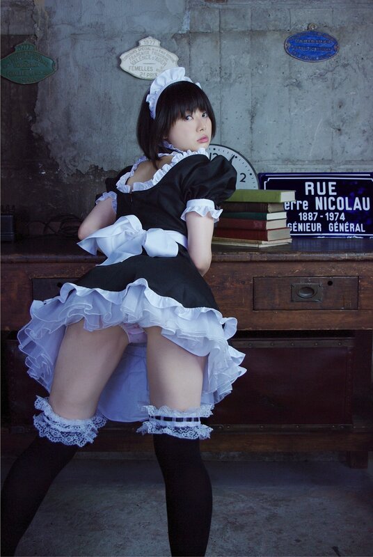 woman in maid costume