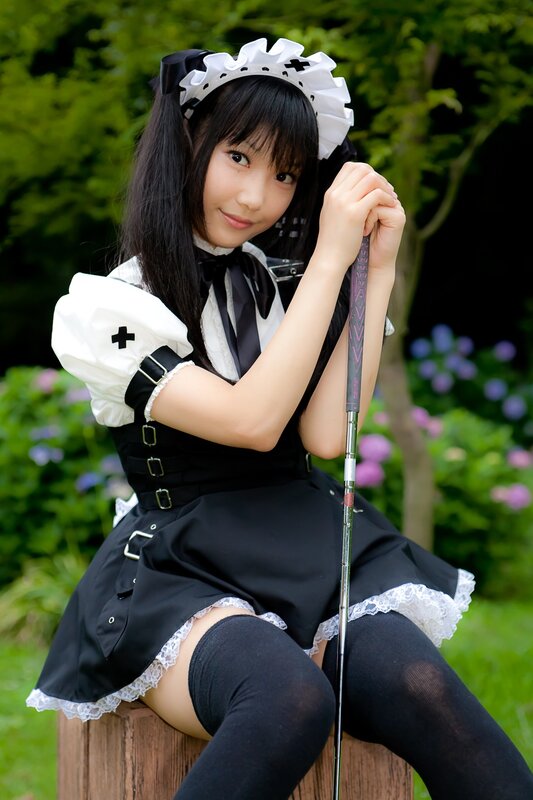 Woman in Maid Costume — Black, Calm, Summer