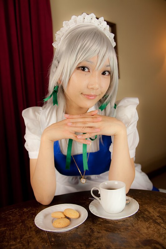 Woman in Maid Costume — White, Calm, Photograph, Table
