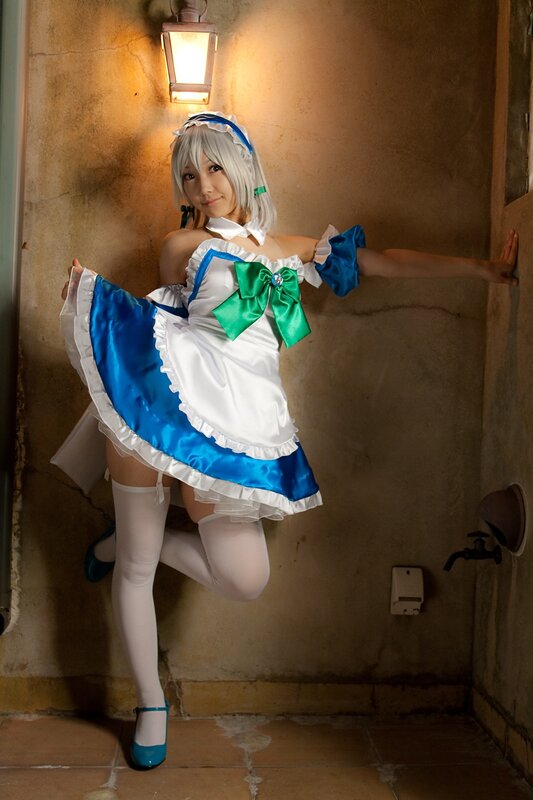 Woman in Maid Costume — White, Dramatic, Photograph, Wig, Wall