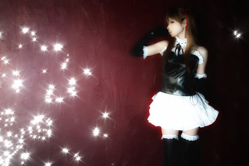 Woman in Maid Outfit — Red, Dramatic, Photograph, Sparkles