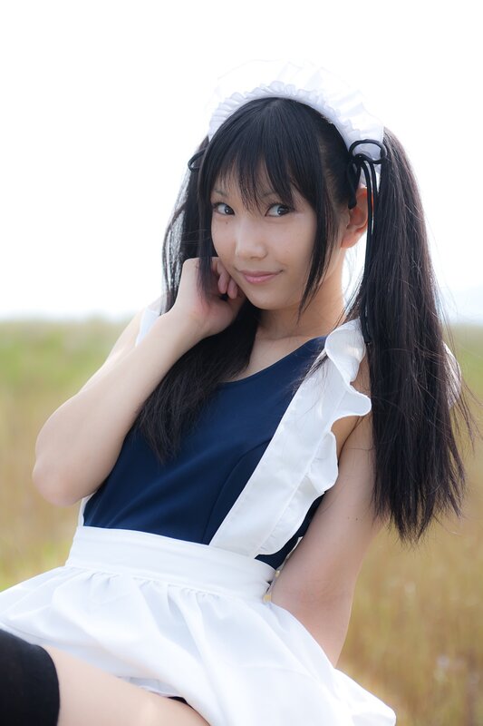 Woman in Maid Outfit — White, Calm, Afternoon, Photograph, Dress