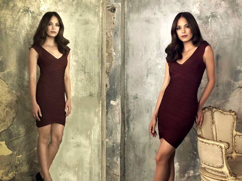 Woman in Maroon Dress — Dramatic, Photograph