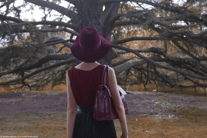 Woman in Maroon Outfit