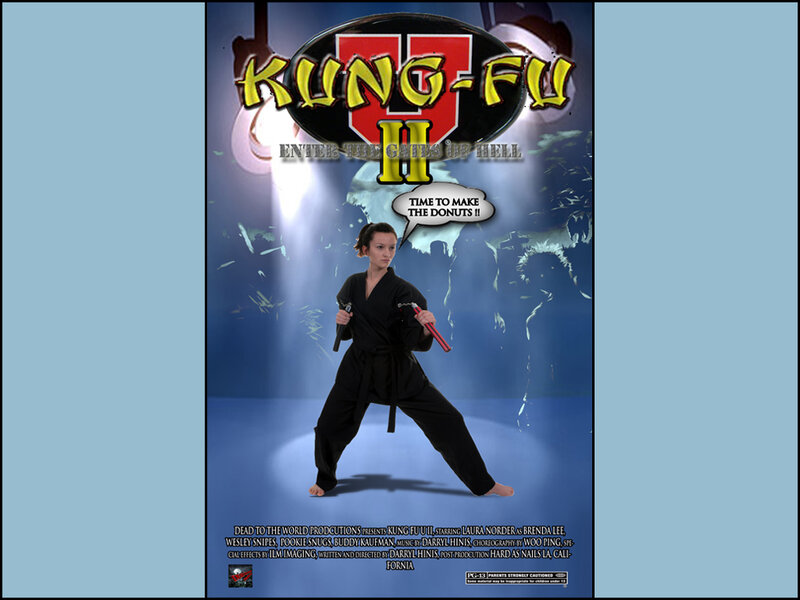 Woman in Martial Arts Pose — Blue