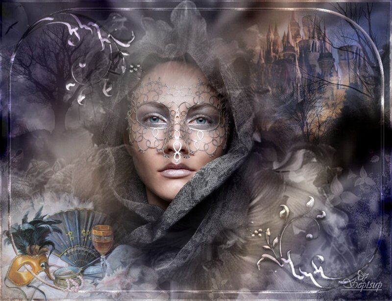 Woman in Mask and Hood — Gray