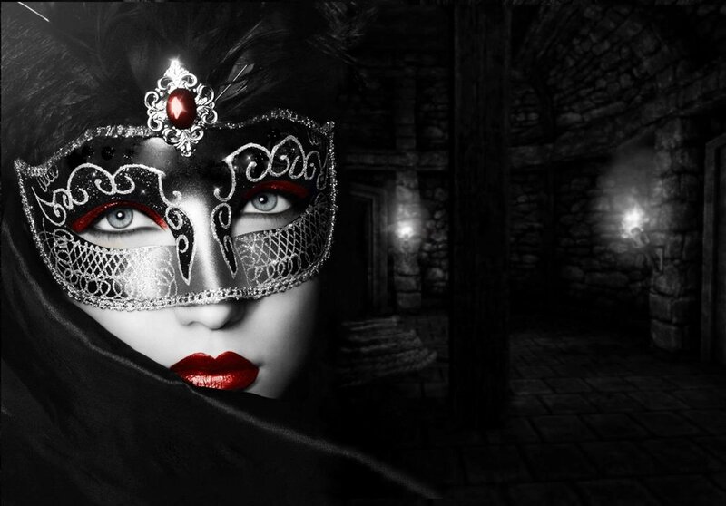 Woman in Mask — Black, Dramatic