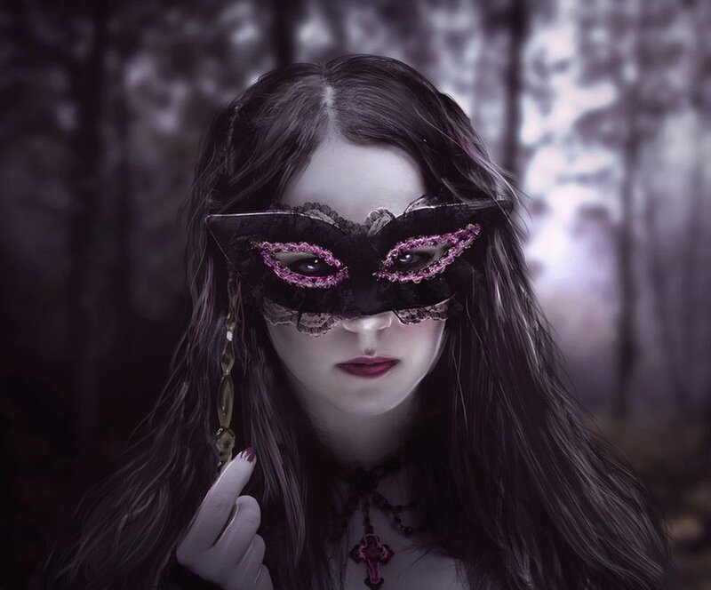 Woman in Mask — Black, Mysterious
