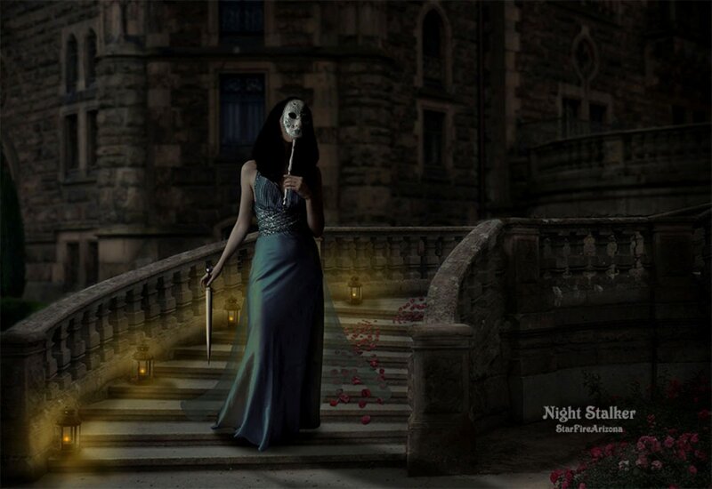 Woman in Mask on Stairs