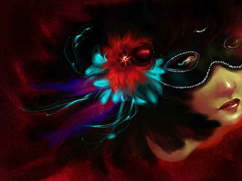 Woman in Mask with Flower