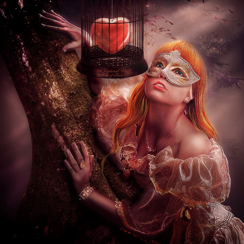 Woman in Mask with Heart