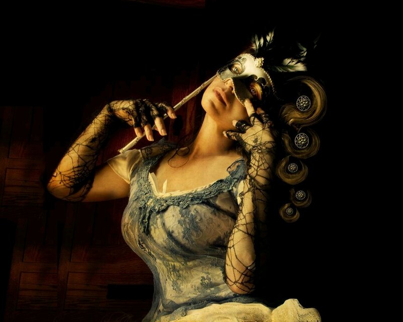 Woman in Masquerade Costume — Black