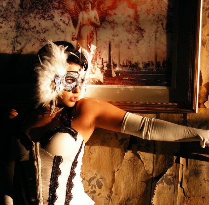Woman in Masquerade Costume — White