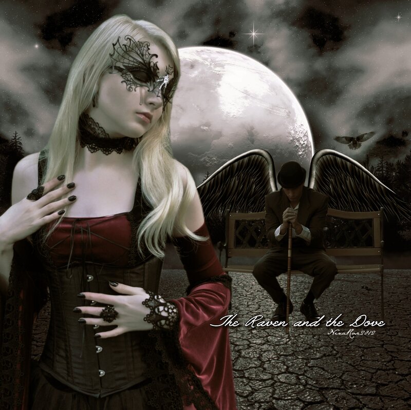 Woman in Masquerade Mask — Black, Dramatic, Night, Digital Art