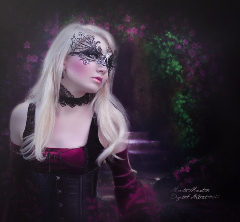 Woman in Masquerade Mask — Black, Dramatic, Night