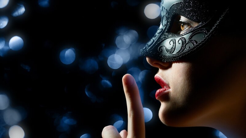 Woman in Masquerade Mask — Black, Dramatic