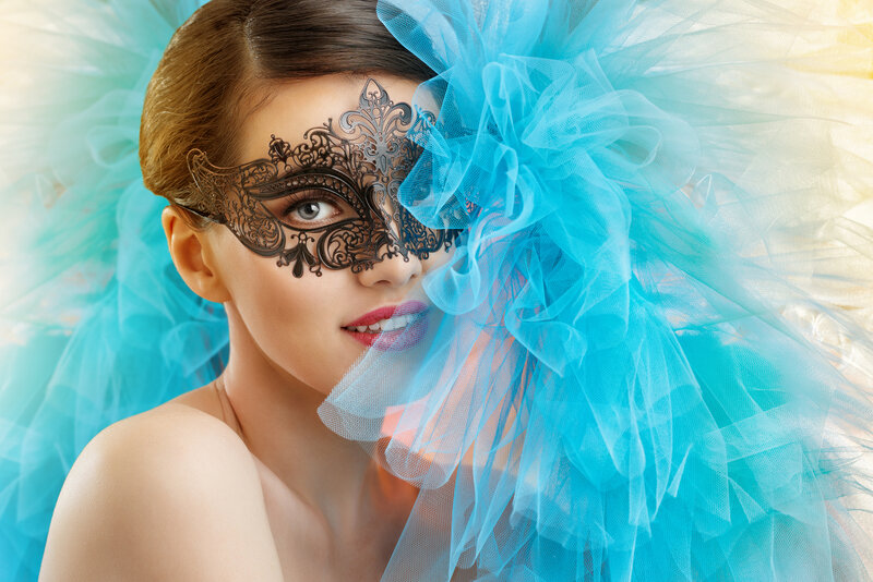 Woman in Masquerade Mask — Blue