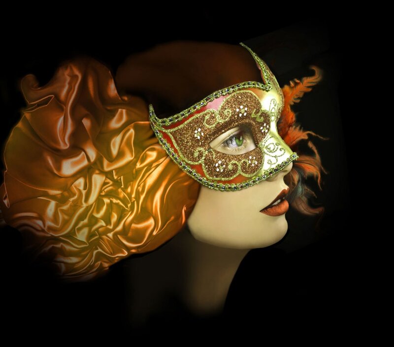 Woman in Masquerade Mask — Gold
