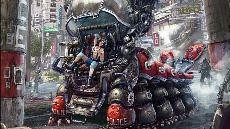 Woman in Mech Cockpit