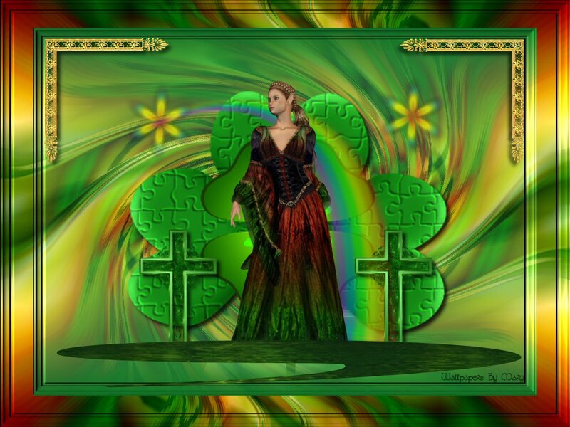 Woman in Medieval Dress — Green, Fantastical