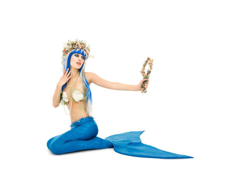 Woman in Mermaid Costume — Blue, Dramatic, Photograph