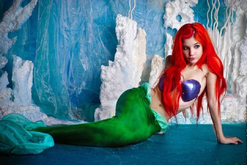 Woman in Mermaid Costume — Blue, Dramatic