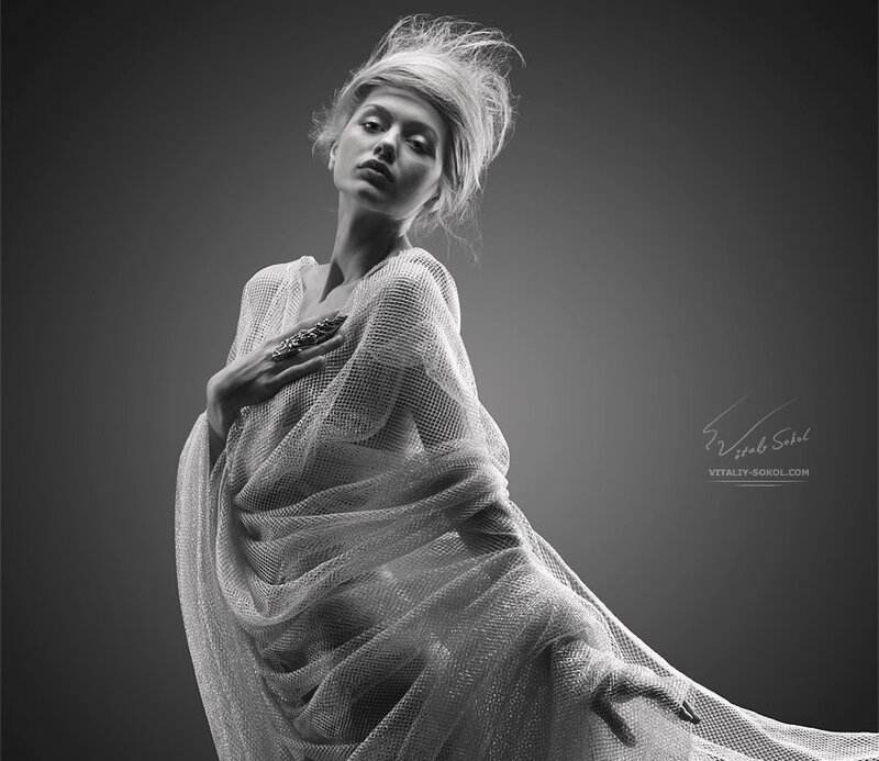 Woman in Mesh Dress — Black, Dramatic