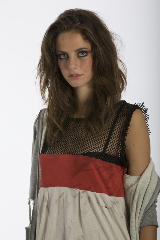woman in mesh top