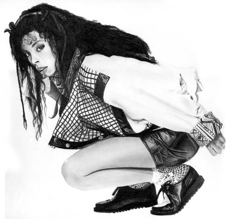 woman in mesh top crouching
