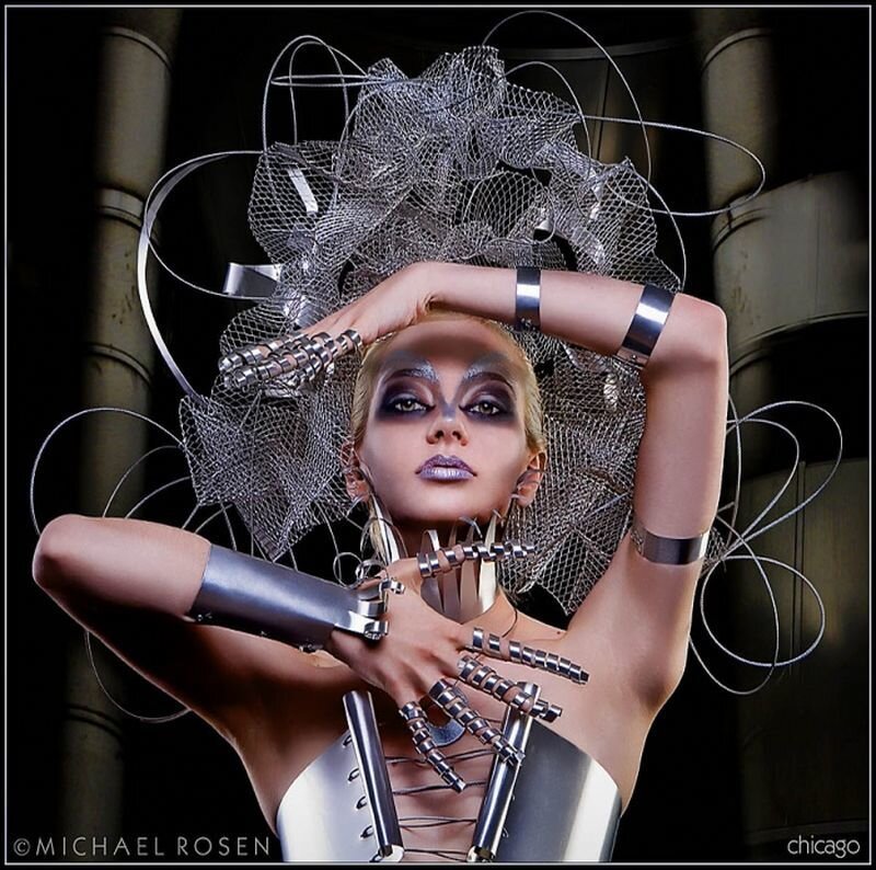 Woman in Metallic Costume — Silver