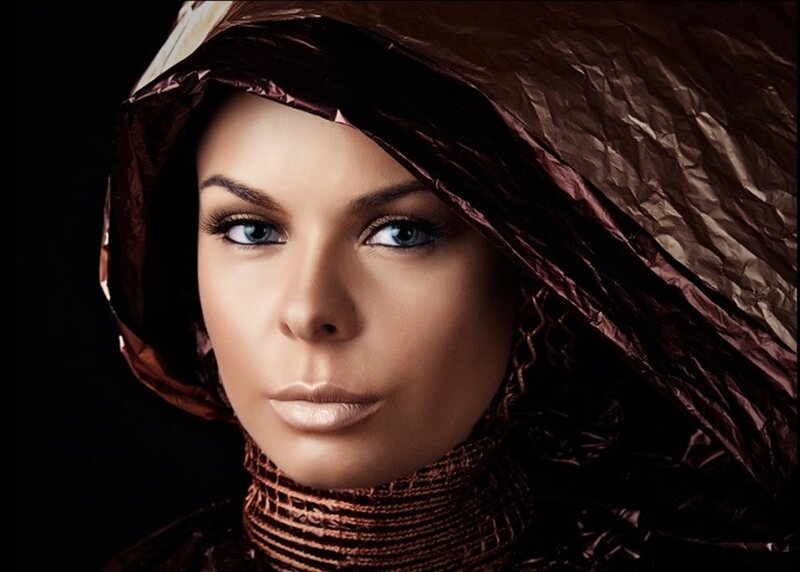 Woman in Metallic Hood