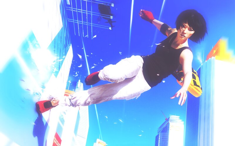 Woman in Mid-air Kick — Blue