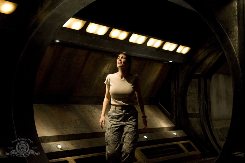 woman in military corridor