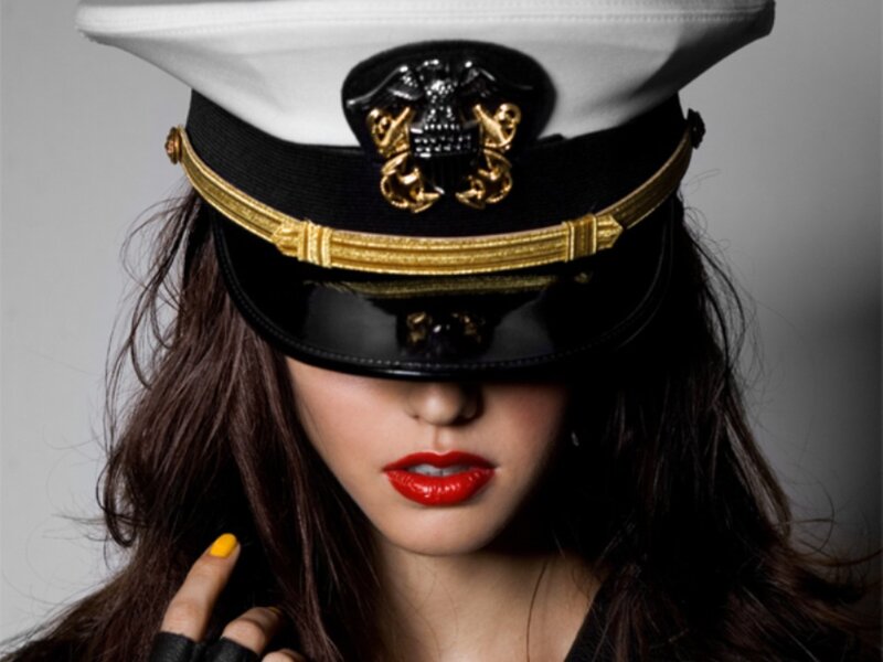 woman in military hat