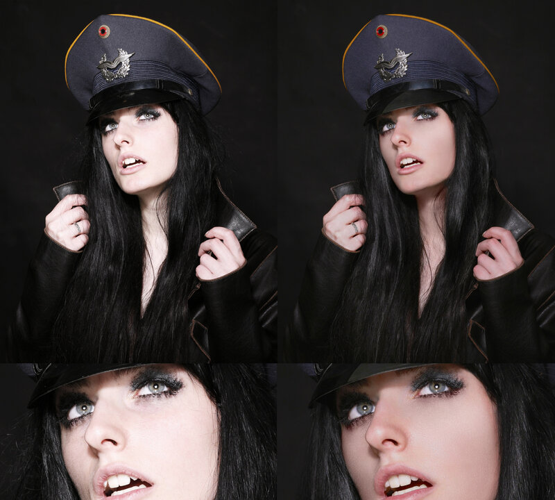woman in military hat portrait