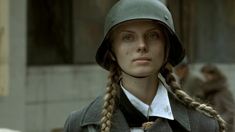 woman in military helmet