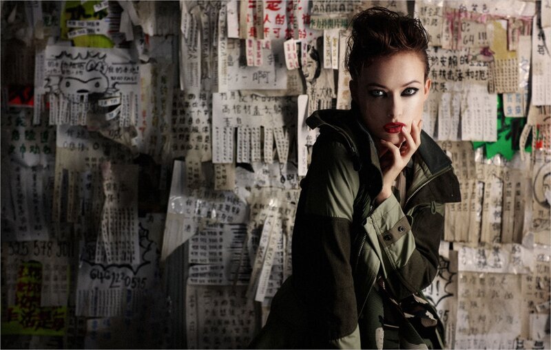 woman in military jacket
