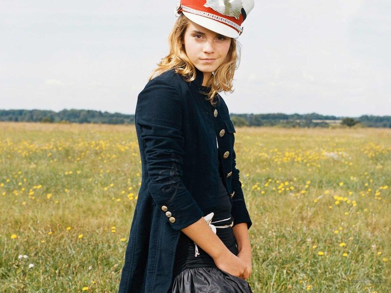 woman in military-style coat