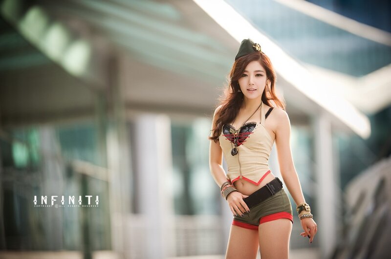 Woman in Military-style Outfit — Beige, Confident, Afternoon