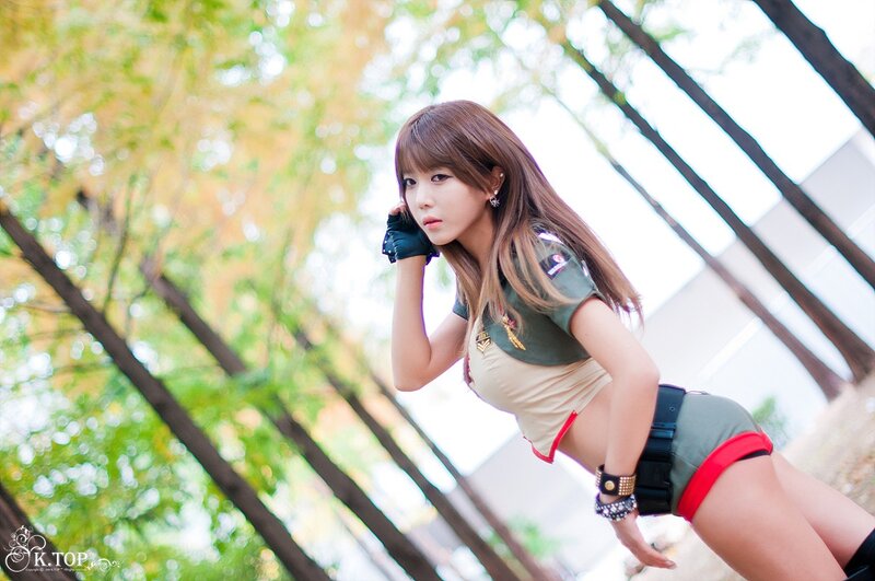 Woman in Military-style Outfit — Green, Dramatic, Autumn