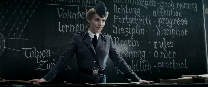 Woman in Military Uniform — Black, Serious, Photograph, Blackboard