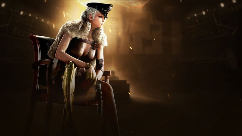Woman in Military Uniform — Brown, Dramatic, Digital Art