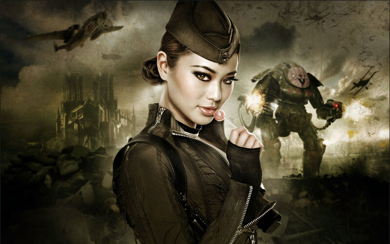 Woman in Military Uniform — Brown